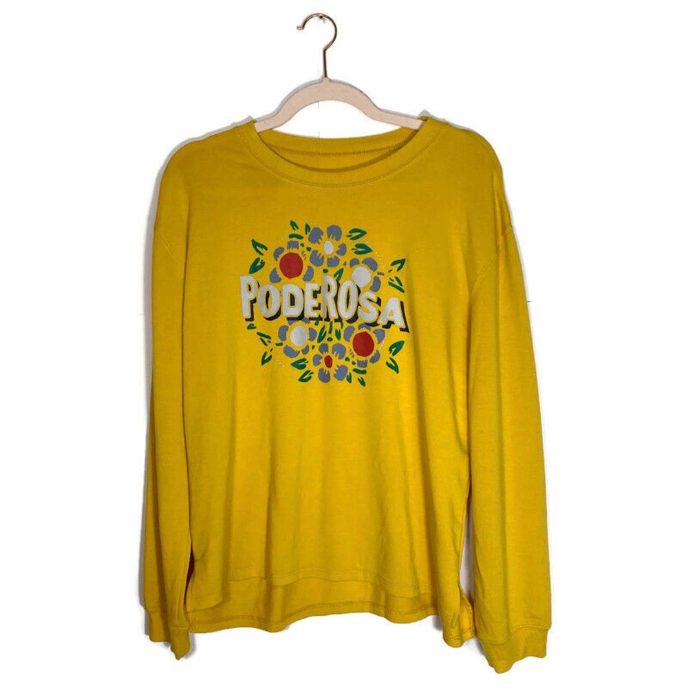 Well Worn Pullover Sweatshirt Sz M Pondersoa Floral Yellow Lightweight Calif